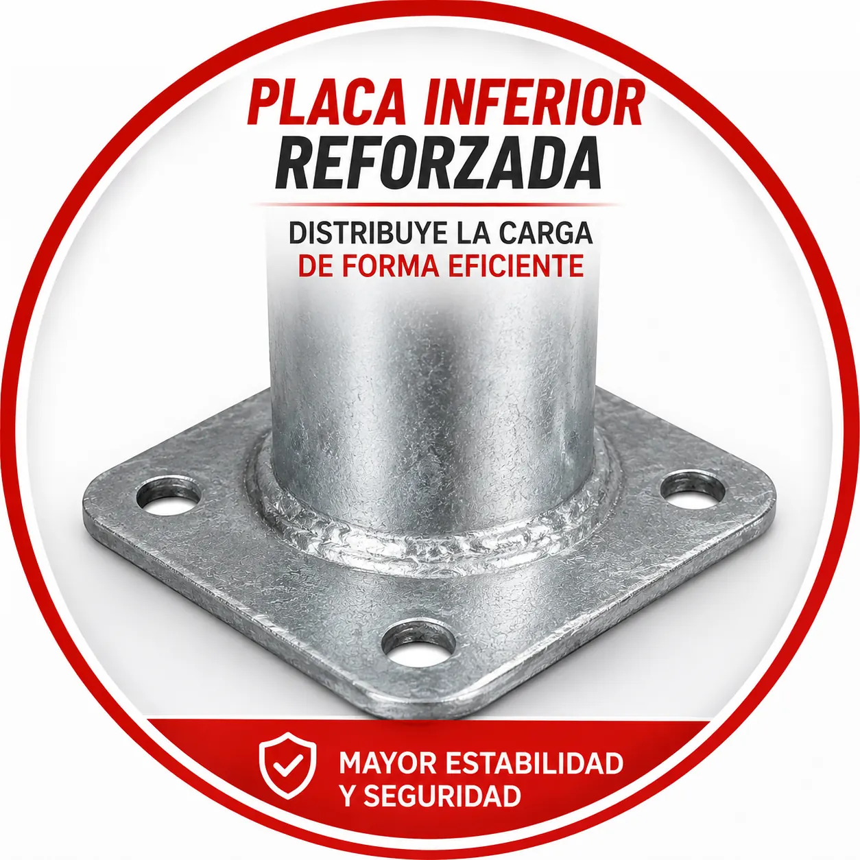 Placa inferior reforzada para distribuir la carga