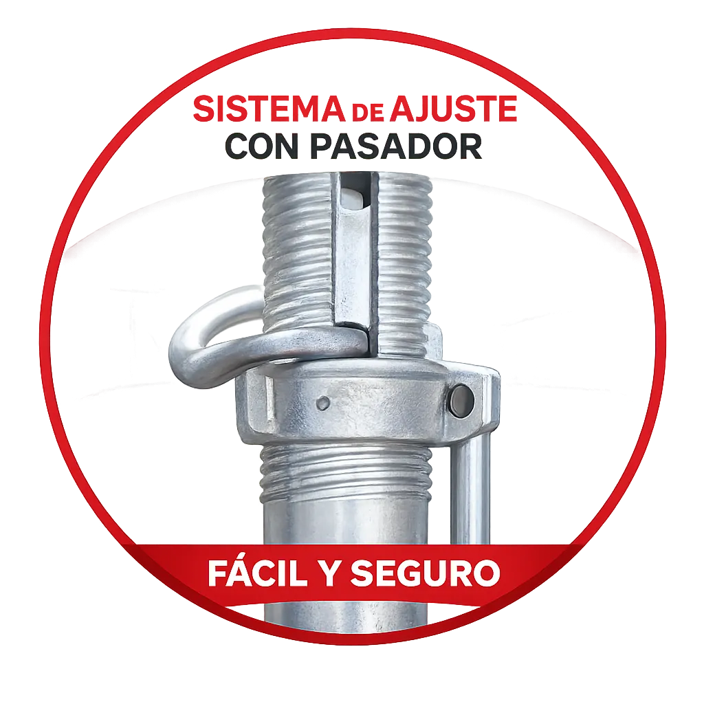 Sistema de ajuste con rosca y pasador de seguridad